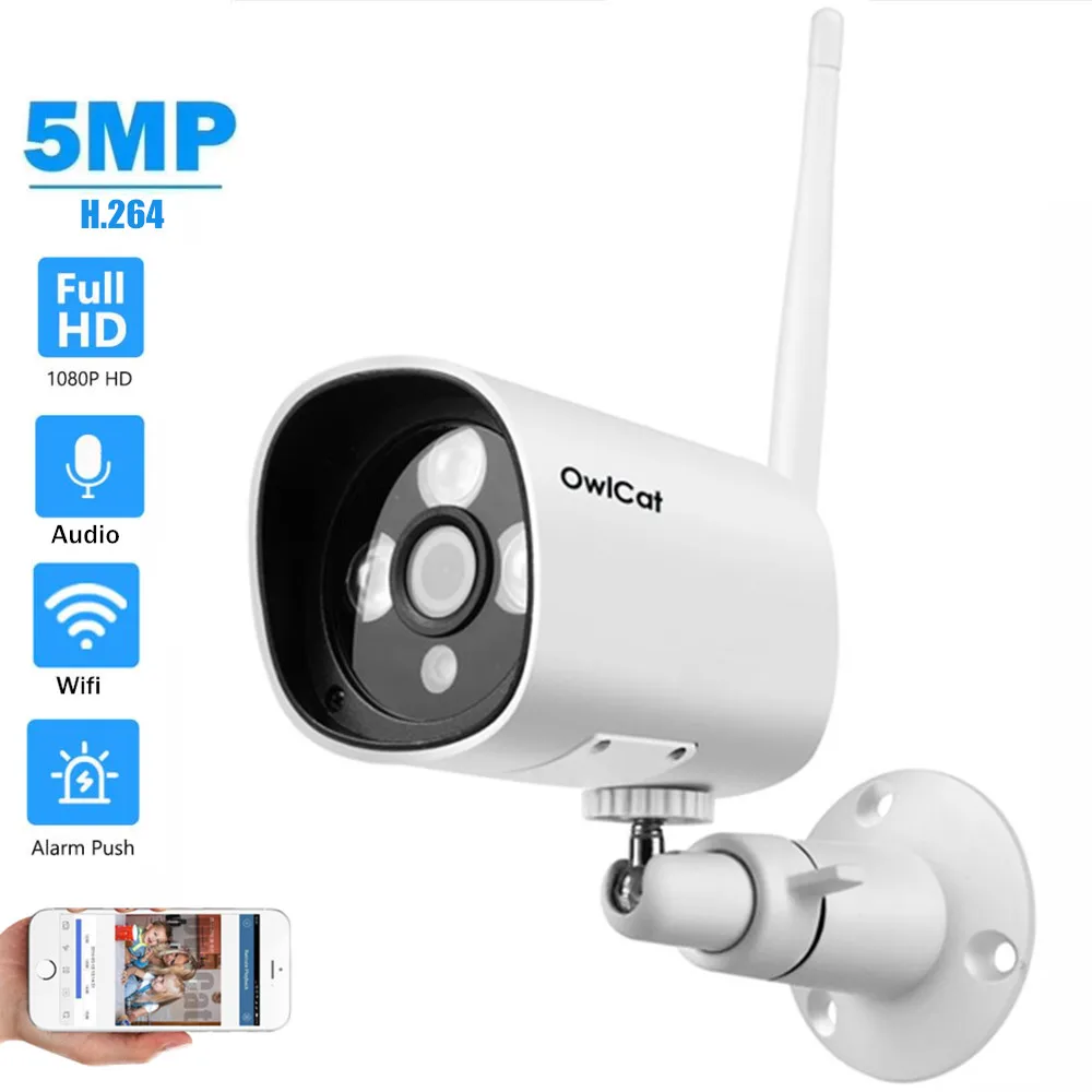 OwlCat HD 5MP/2MP Bullet IP камера Wifi сетевая безопасности микрофон аудио Пикап SD карта