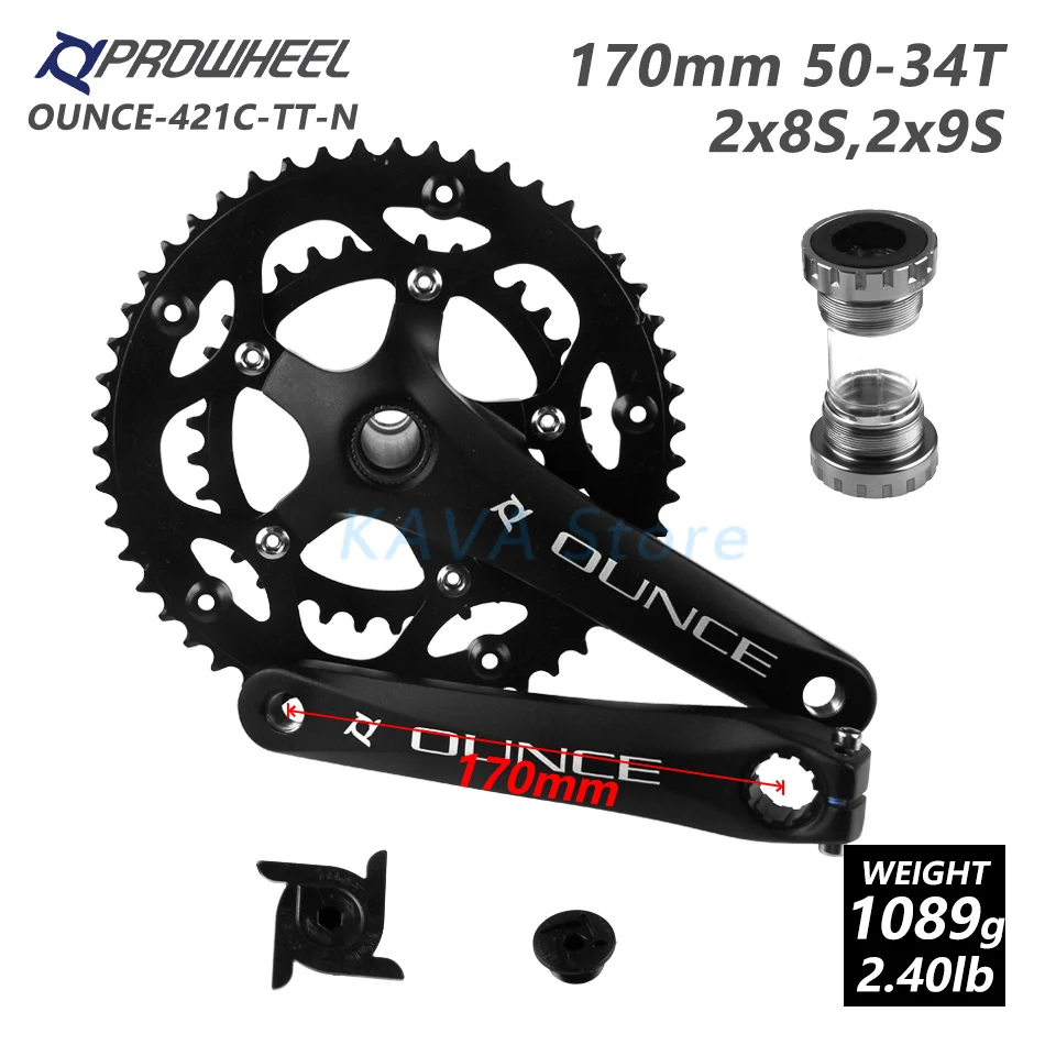 8S 9S OUNCE-421C PROWHEEL полой двойная передняя Звездочка шоссейный велосипед для горного велосипеда 110 BCD 130 BCD велосипедный шатун со звездочкой каретка 170 мм 53-39T В переменного тока, 50-34T - Цвет: 8S 9S OUNCE-421C