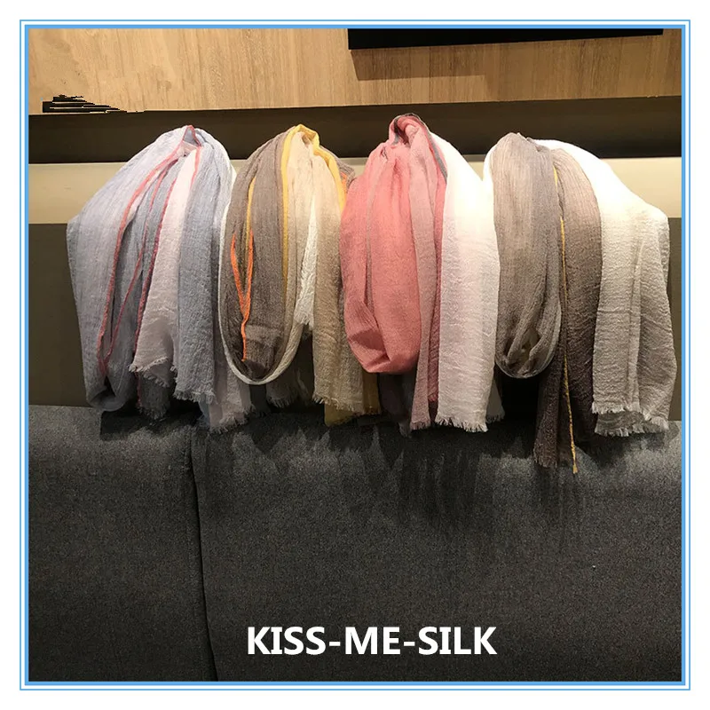 

KMS Color-edged lamb wool scarf shawl comfortable and warm water-soluble wool casual color-blocking scarf shawl 100*210CM/80G