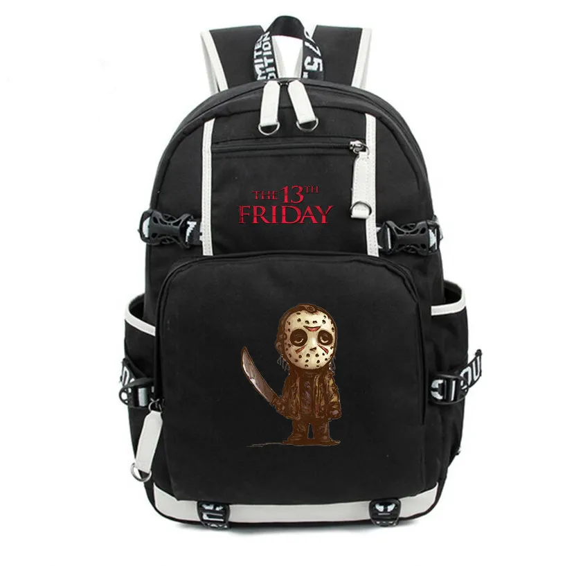 F Friday the 13th рюкзак холщовые школьные сумки Джейсон Вурхиз сумка на плечо печать дорожные сумки ноутбук рюкзак для детей - Цвет: F