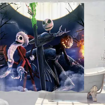 

The Nightmare Before Christmas Cute Skull Theme Fabric Shower Curtain