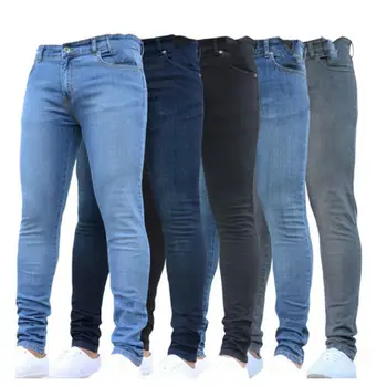 

Mens Stretchy Ripped Skinny Biker Jeans Destroyed Taped Slim Fit Denim Pants Lot