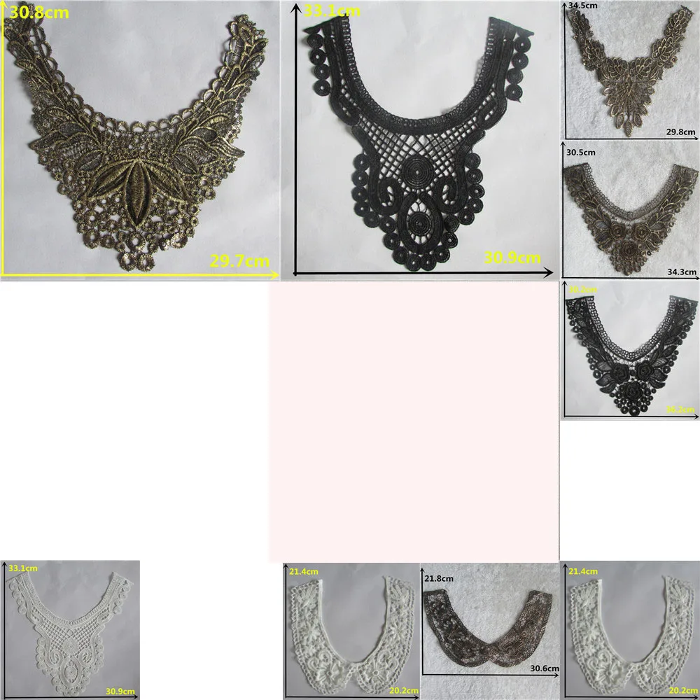 Women's Fashion Lace Neckline Embroidery Sewing Fabric Applique DIY