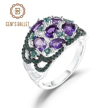 

GEM'S BALLET 1.97Ct Natural Amethyst Birthstone Rings Solid 925 Sterling Silver Art Deco Finger Ring For Women Gift Fine Jewelry