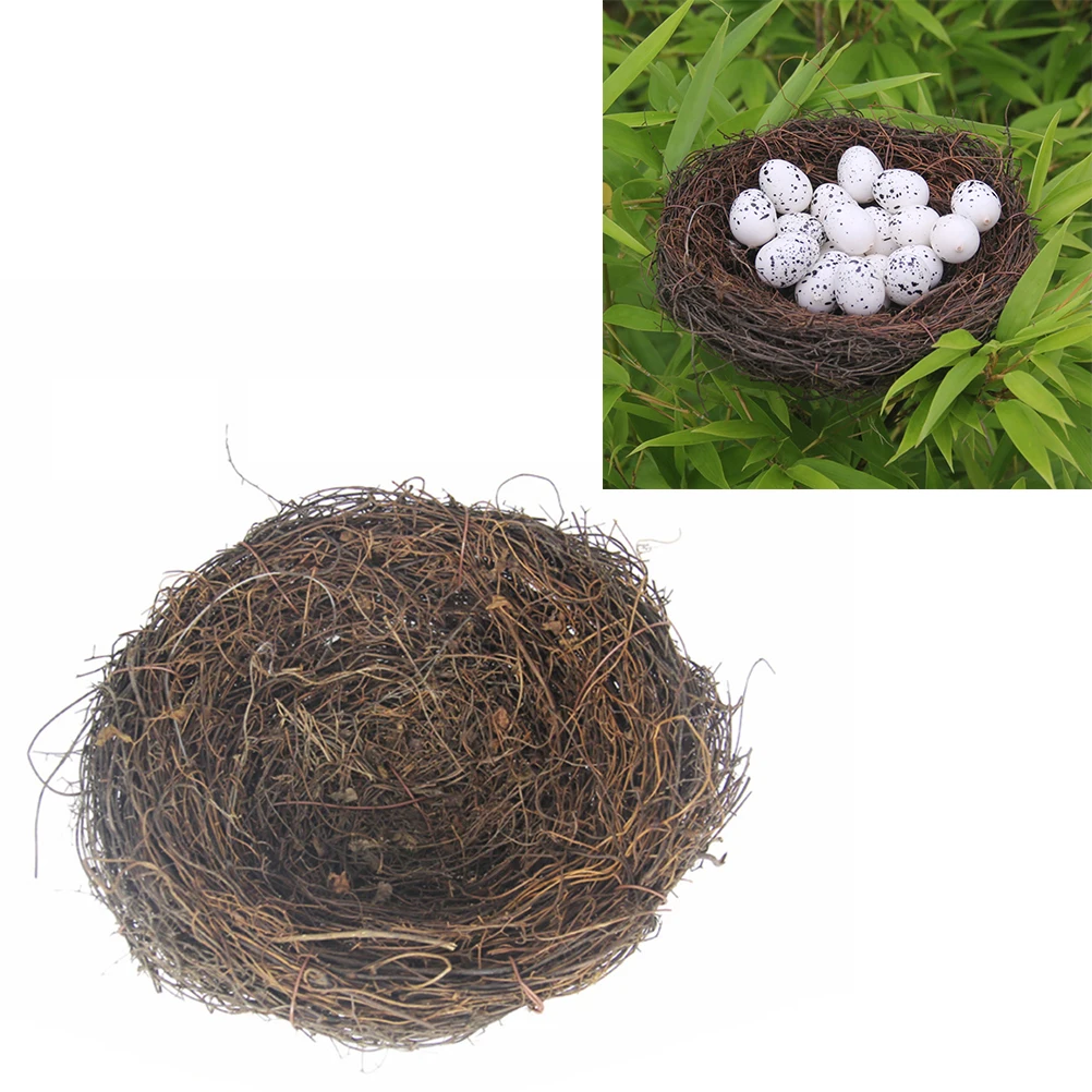 15cm Country Style Simulation Twig Bird Nest Easter Decoration Handmade Rattan Decorations For Home Garden | Дом и сад