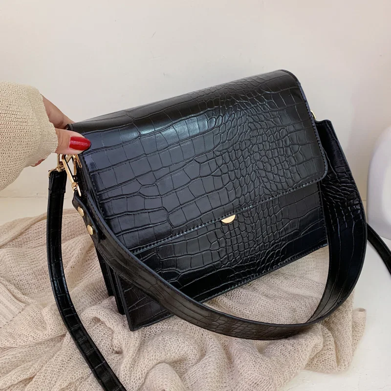 Роскошная Брендовая женская сумка модная новая качественная кожаная женская дизайнерская сумка с крокодиловым узором сумка через плечо
