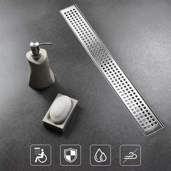 

Linear Floor Drain Shower Drain With Adjustabl For Bathroom Stainless Steel Linear Drain with Adjustable Feet and Hair Strainer
