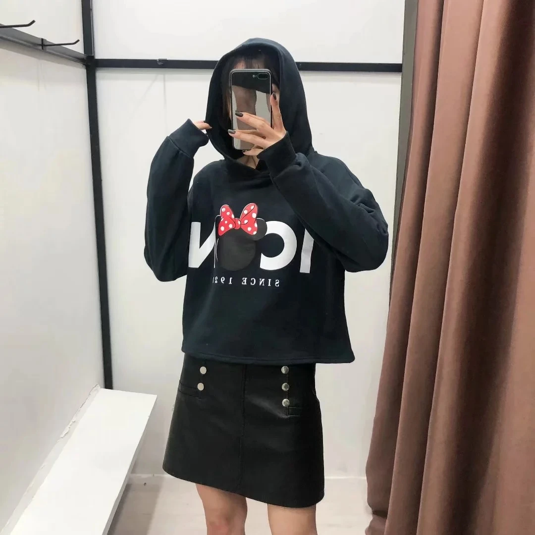 Женская Осенняя толстовка с капюшоном, Толстовка harajuku с мультяшным принтом, винтажные милые пуловеры, верхняя одежда, женские топы размера плюс