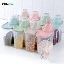 1.9L-2.5L Food Storage Box Plastic Clear Container Set with Pour Lids Kitchen Home Storage Bottles Jars Dried Grains Tank Can
