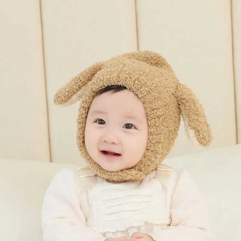 Мягкая флисовая детская зимняя шапка с милыми заячьими ушками, мультяшная шапка, теплая шапка для младенцев