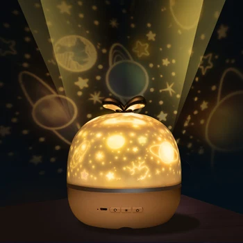 

Sleeping Light Bedroom Bedside Table Lamp Colorful Starry Sky Projector Night Light Rotation Moon Night Lamp Birthday Gift