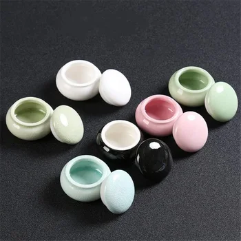 

Cosmetic Rouge Storage Box Crack Ceramic Tea Storage Box Mini Bottle With Cover Powder Sealed Cans Ceramic Jar Home Decorations
