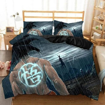 

Twin Full Queen King Size Bedding Set 3D Cartoon Reactive Printing Dragon Ball Son Goku Duvet Cover Set Bed Linens Bedclothes