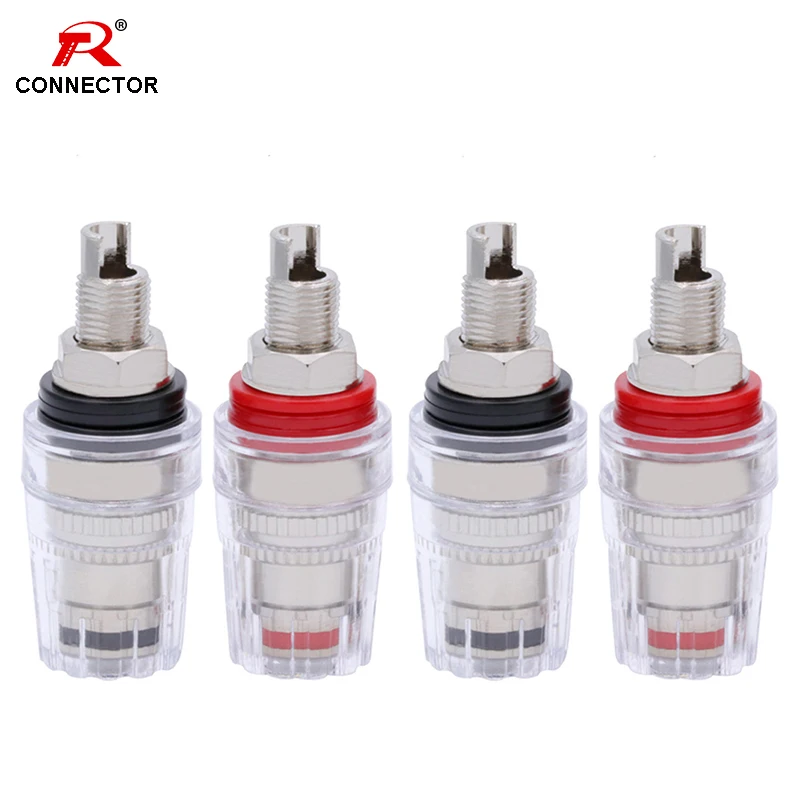 50PCS Rhodium Plated Copper 4MM Binding Post HIFI Terminals Binding Banana Plug Connector for Speaker Amplifier Red+Black