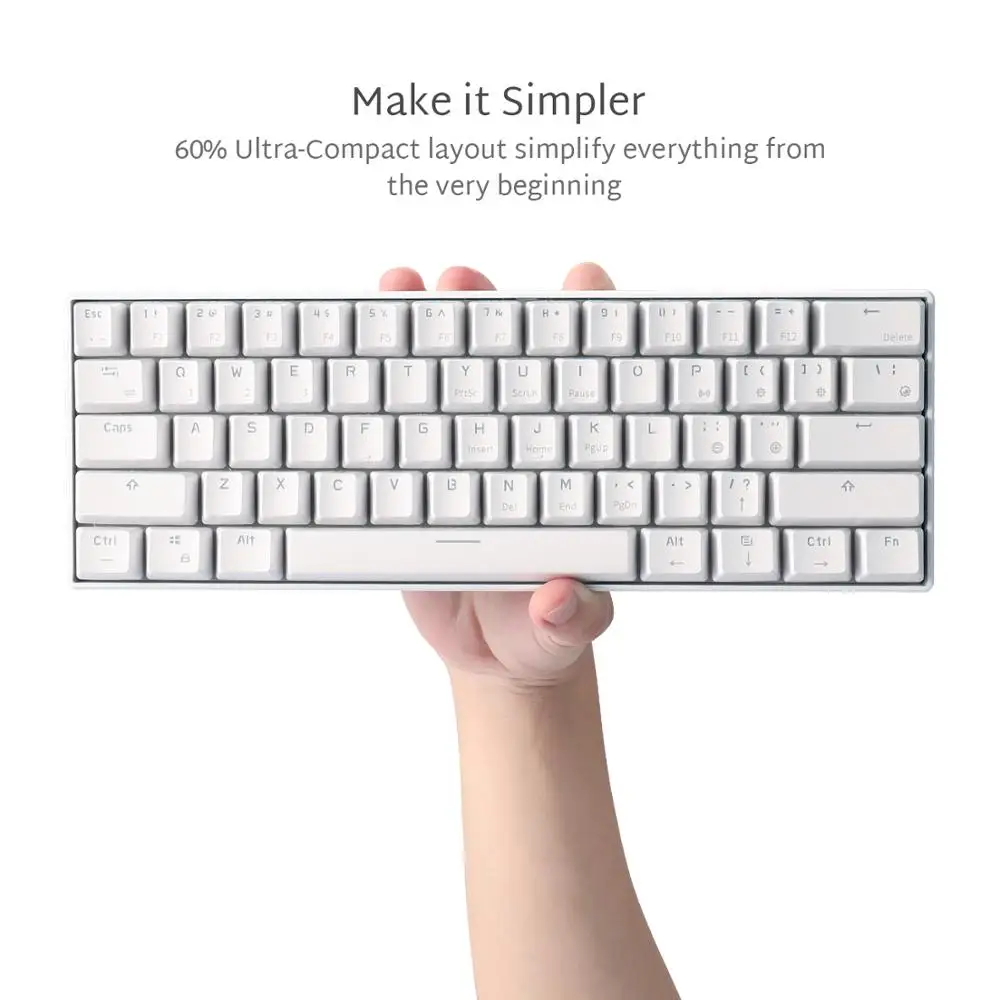  RK ROYAL KLUDGE RK61 Wireless Mechanical Gaming Keyboard 61 Key Multi-Device Blue Switch LED Backli