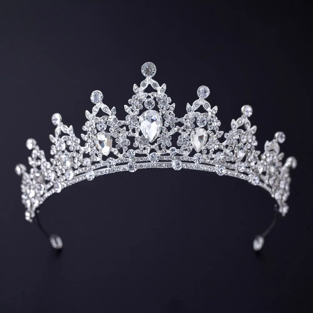 Silver Color Crowns and Tiaras Hair Accessories For Women Wedding Accessories Crown For Bridal Crystal Rhinestone Diadema Tiara jewelry accessories hair accessory hair headdress bridal headwear hair band crown