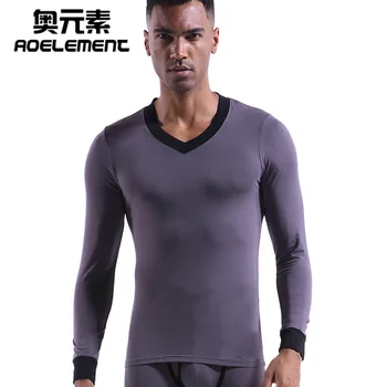 

2020 New Style for Autumn and Winter Single Blouse Men Thin Modal Qiuyi Self-V-neck Bottoming Underwear
