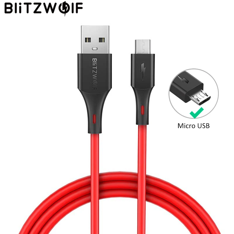 BlitzWolf Micro USB кабель 2A зарядный для передачи данных быстрой зарядки Samsung S7 S6 Xiaomi Redmi