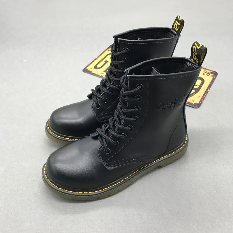 Женские Кожаные Ботинки martin; botas mujer invierno; повседневные женские ботильоны; Botas Mujer; Новинка года; на меху