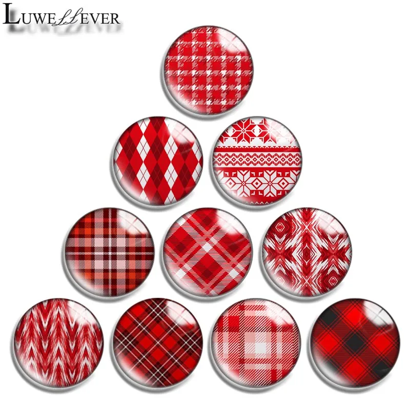 12mm 14mm 16mm 20mm 25mm 30mm 641 Red Pattern Mix Round Glass Cabochon Jewelry Finding 18mm Snap Button Charm Bracelet | Украшения и
