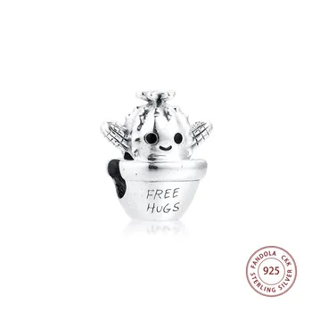 

2020 Spring Fit Pandora Bracelet 925 Sterling Silver Free Hugs Cactus Charms Beads for Women DIY Jewelry Making kralen