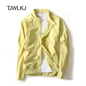 

TJWLKJMen's jacket Zipper Coat Male Casual Streetwear Hip Hop Slim Fit fashion jacket Summer solid color sunscreen clothing