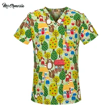 Высокое качество Больничная Медсестры скраб Топы дышащая одежда с принтом леса хирургическая медицинская форма для женщин и мужчин