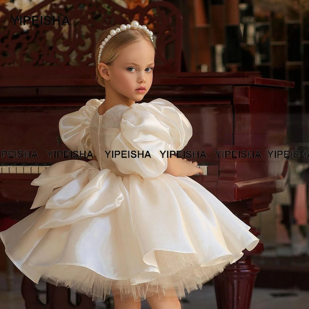 

Yipeisha Puffy Princess Flower Girl Dress White Ivory Pink Baby First Communion Gown Mini Kids Birthday Party Dresses 2021