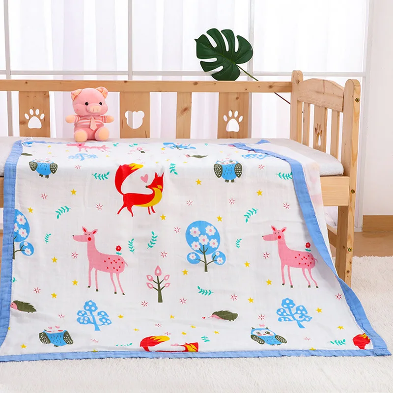 4 слоя бамбукового хлопка детское муслиновое одеяло пеленки мягкие одеяла для новорожденных Ванна марлевые детские спальные принадлежности чехол для коляски - Цвет: Fox