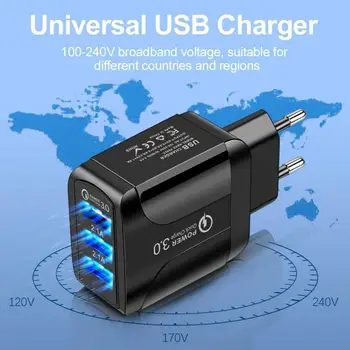 

USB multi-purpose plug 3-way multi-connection charger portable charger 3A USB V5C7