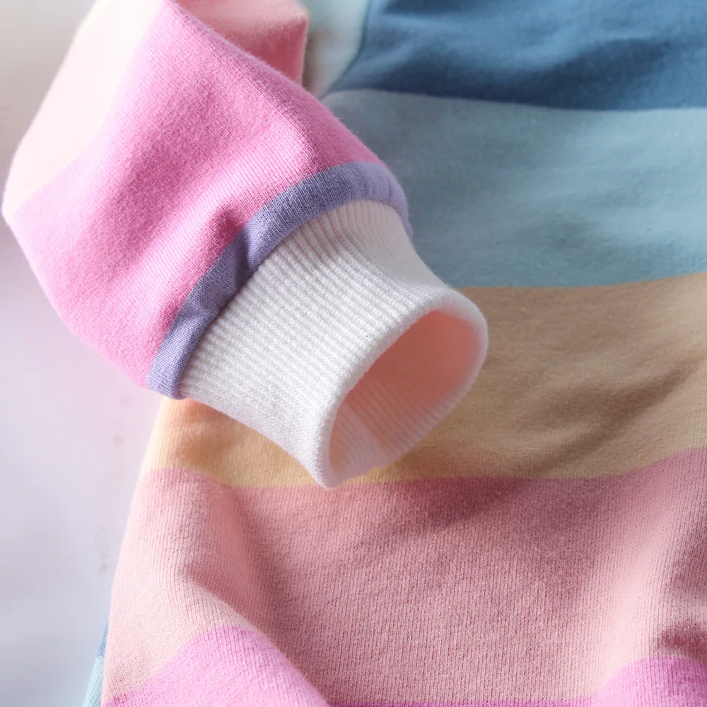 Весенне-осенний комбинезон для новорожденных мальчиков и девочек, радужная одежда с длинными рукавами и кепки, одежда для малышей