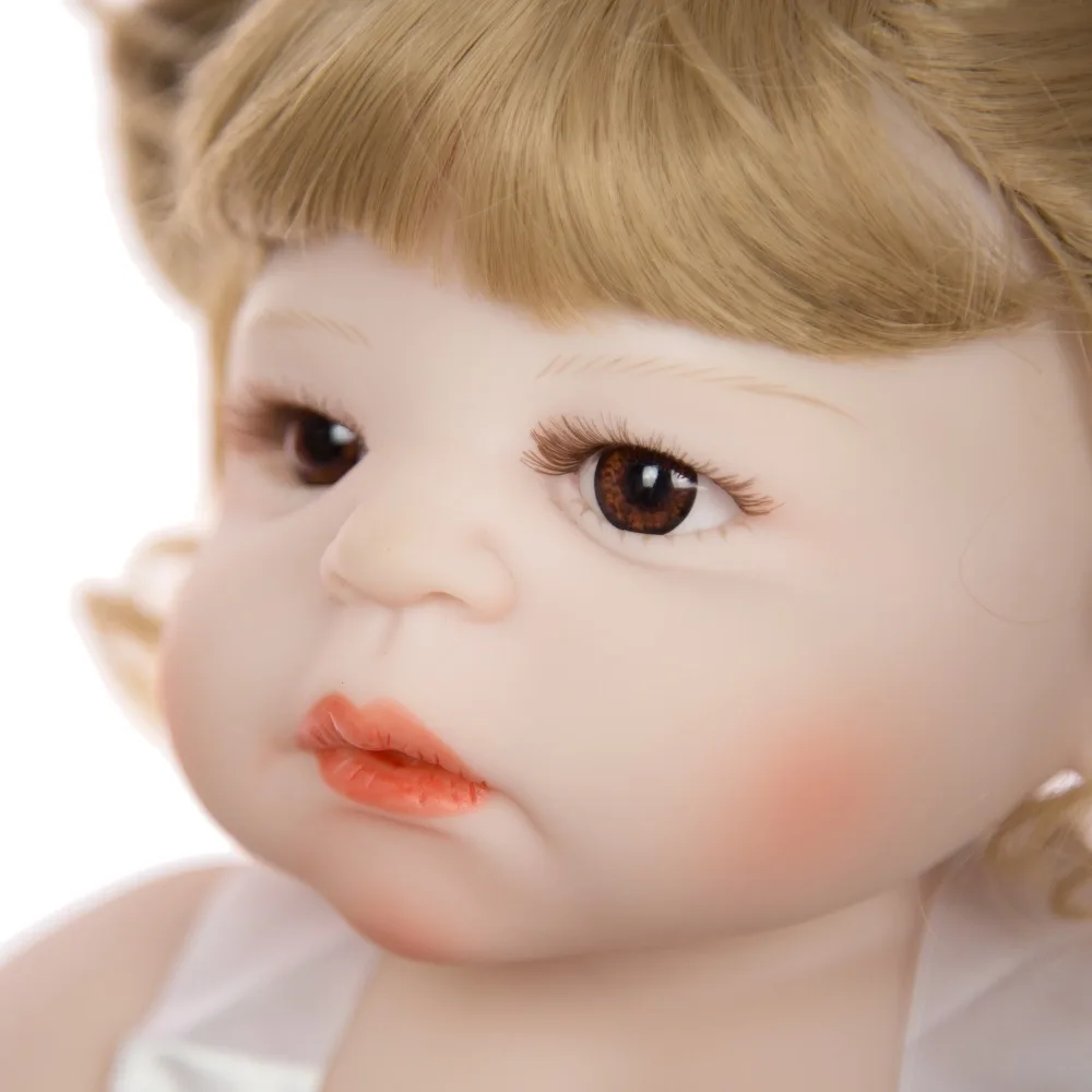 Вьющиеся волосы цельные силиконовые куклы reborn baby 2" bebe reborn для маленьких девочек, куклы для детей, подарок