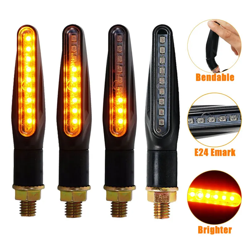 Yizhet 4pcs Flowing Motorcycle Indicators Motorcycle 24LEDs Turn Signal Lights Waterproof 12V Flashing Turning Indicators Daytime Running Lights Brake Lights
