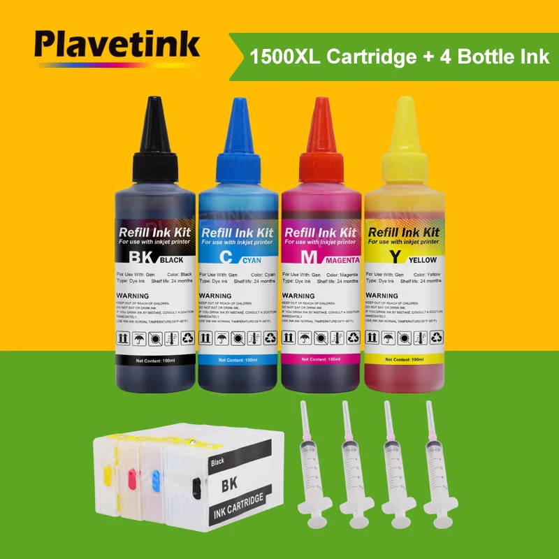 

Plavetink PGI-1500XL Printer Ink Cartridge + 4×100ml Bottle Ink Refill Kits Compatible For Canon PGI 1500 MAXIFY MB2050 MB2150