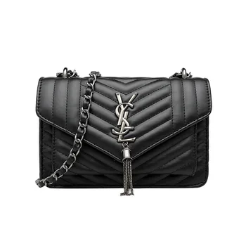 

Bag Girl 2020 New Stripe Solid Color Single Shoulder Tassel Bag European and American Retro Messenger Women's Bag