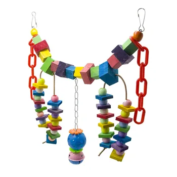 

Parrot toy color wooden block bird stand chew frame toy bead ball heart-shaped parrot toy bird toy accessories supplies