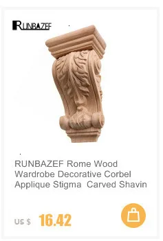 RUNBAZEF Wood Applique Onlay Wood Decal Modern Ornamental European Decoration Rose Crown Leaves Wooden Corner Home Figurines NEW