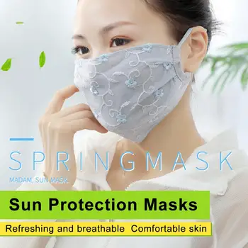 

Women Breathable Washable Lace Flower Embroidery Dustproof Protective Face Mask