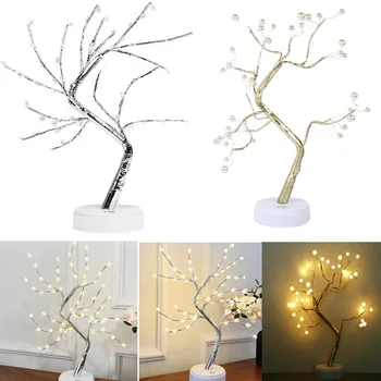

LED Night Light Mini Christmas Tree Copper Wire Garland Lamp Fairy Lights Luminary Holiday lighting For Home Kids Bedroom Decor
