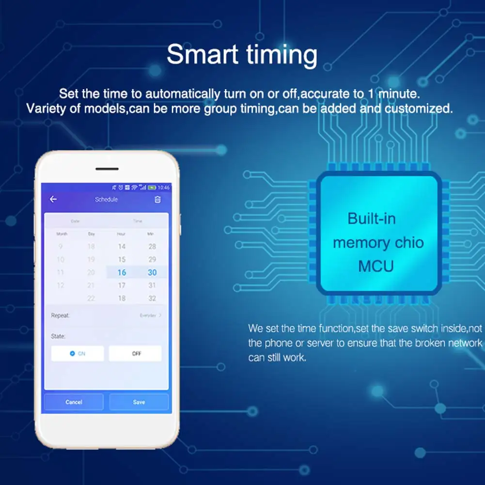 Home Smart Timer Single Way Module ABS Electric Easy Apply Wifi Switch 2.4GHz Wireless Automation Multiple Modes Remote Control