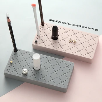

24 Grid Silicone Lipstick Storage Organizer Rack Desktop Cosmetic Makeup Eyebrow Pencil Lip Storage Box Finishing Rack Holder
