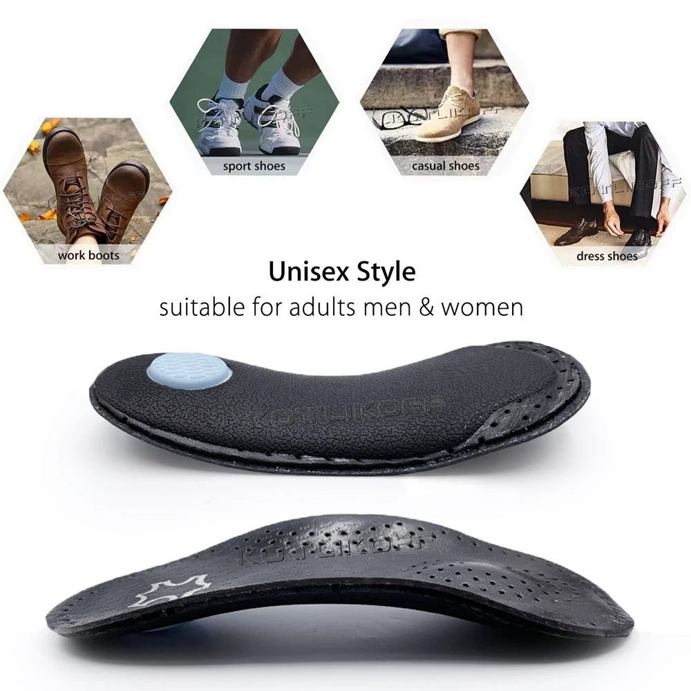 Semelles intérieures de chaussures orthopédiques pour hommes/femmes, soulagement de la douleur, coussin Fla Fee, soutien de la voûte plantaire, demi-coussinets en cuir respirant_voghion.com