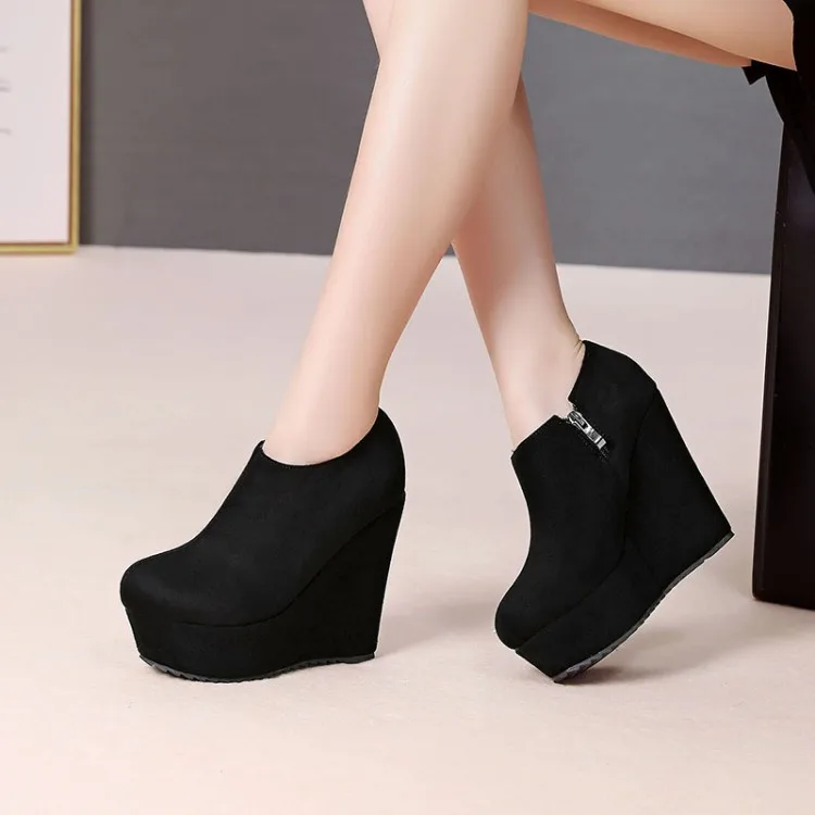 

Big Size 9 10 11 12 boots women shoes ankle boots for women ladies boots shoes woman winter Solid color wedge with rounded head