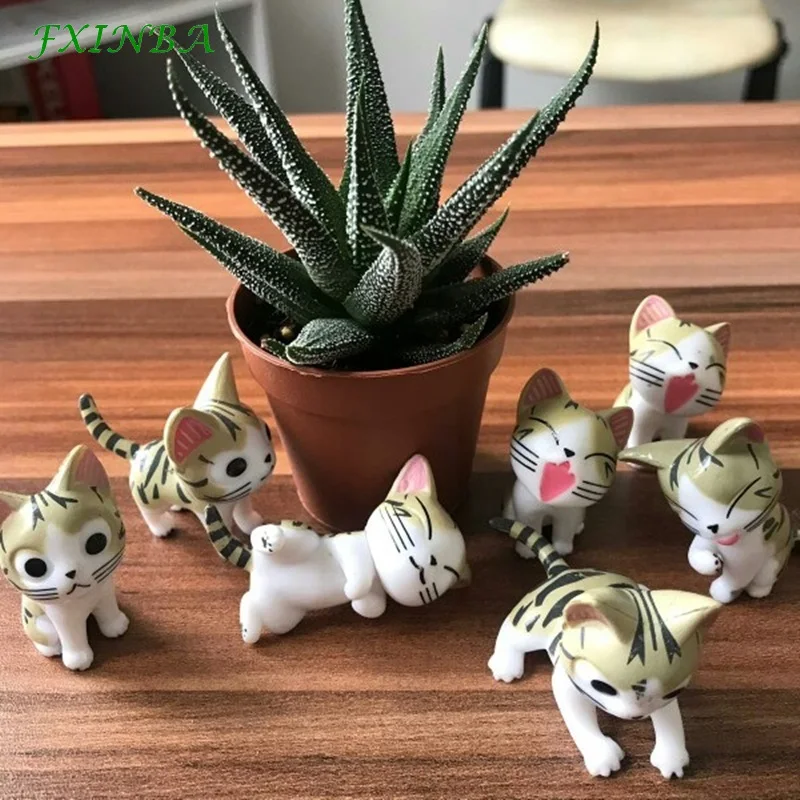 

FXINBA 5Pcs Cheese Cat Miniature Action Figures Cute Cat Figures Model Crafts Kids Toys PVC Japanese Chi'S Garden Decoration