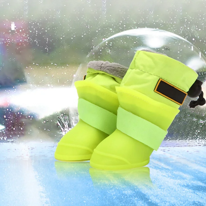 

Non-slip Rain Boot Cat Dog Puppy Paw Protector Pet Dog Rain Shoes Soft Silicone Waterproof Boot Outdoor Walking Fleece 4pcs