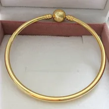 925 пробы Серебряный браслет золотой цветной шарик застежка зажим подходящий Гладкий Браслет Fit шарик шарм Diy ювелирные изделия