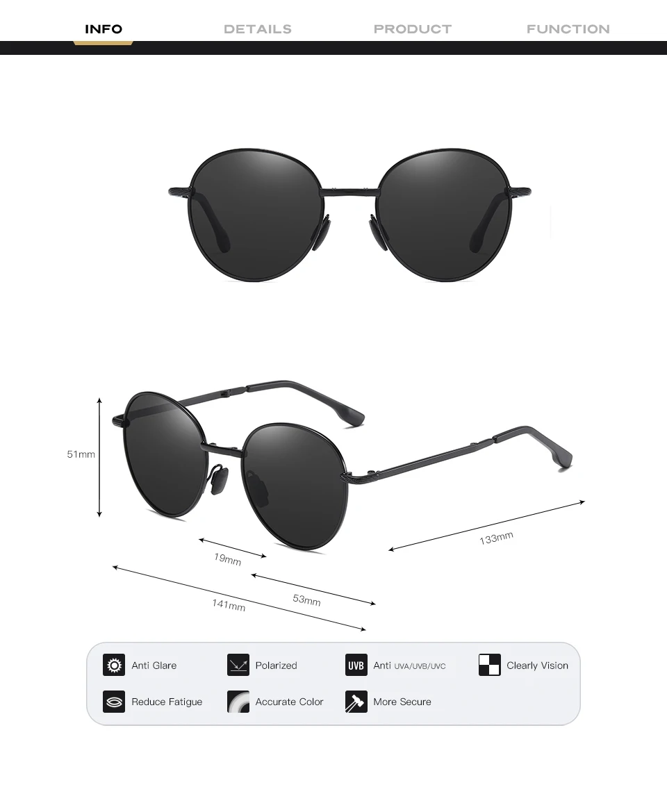 designer sunglasses for women Folding Polarized Round Sunglasses for women men Mirror UV400 lens Alloy Metal Frame Fashion Rectangular Classic Sunglasses big sunglasses for women