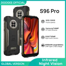 Doogee s96 pro impermeável áspero telefone 48mp redondo quad câmera 20mp visão noturna infravermelha helio g90 octa core 8gb + 128gb 6350mah