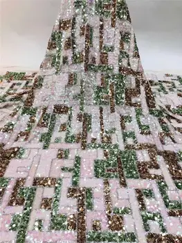 

Newest Nigerian Lace Fabrics With Sequins African Lace Fabric Hot sale French Mesh Laces Fabric For Lace Evening Dresses DPA23