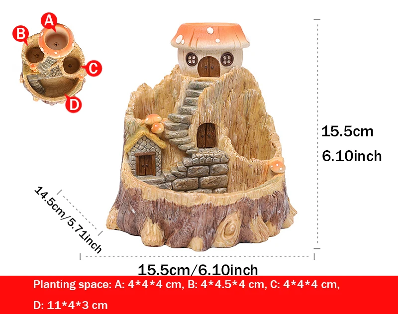 Cogumelo resina vaso de flores árvore casa